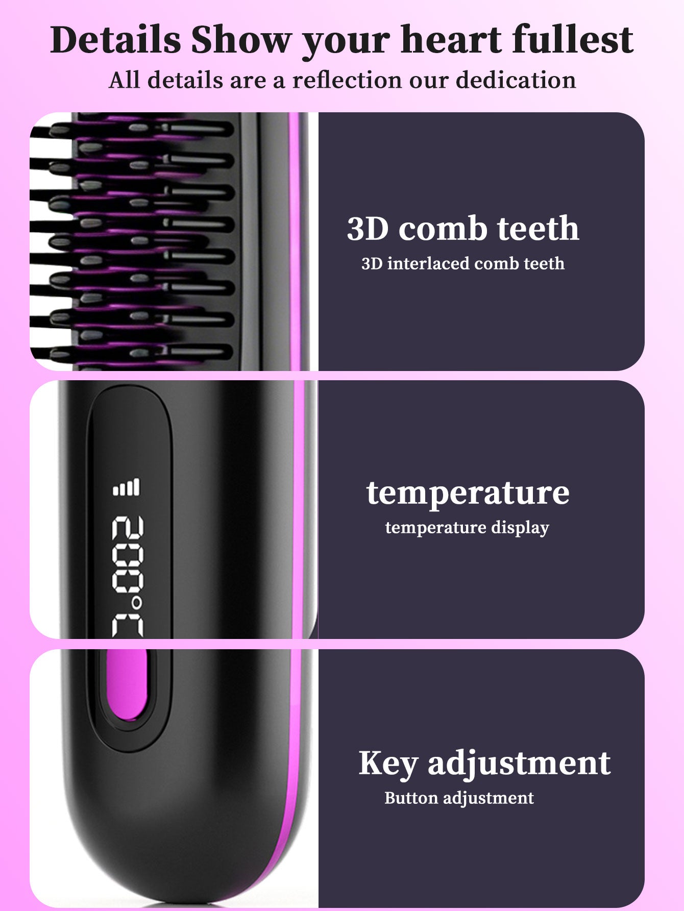 Wireless straightening brush