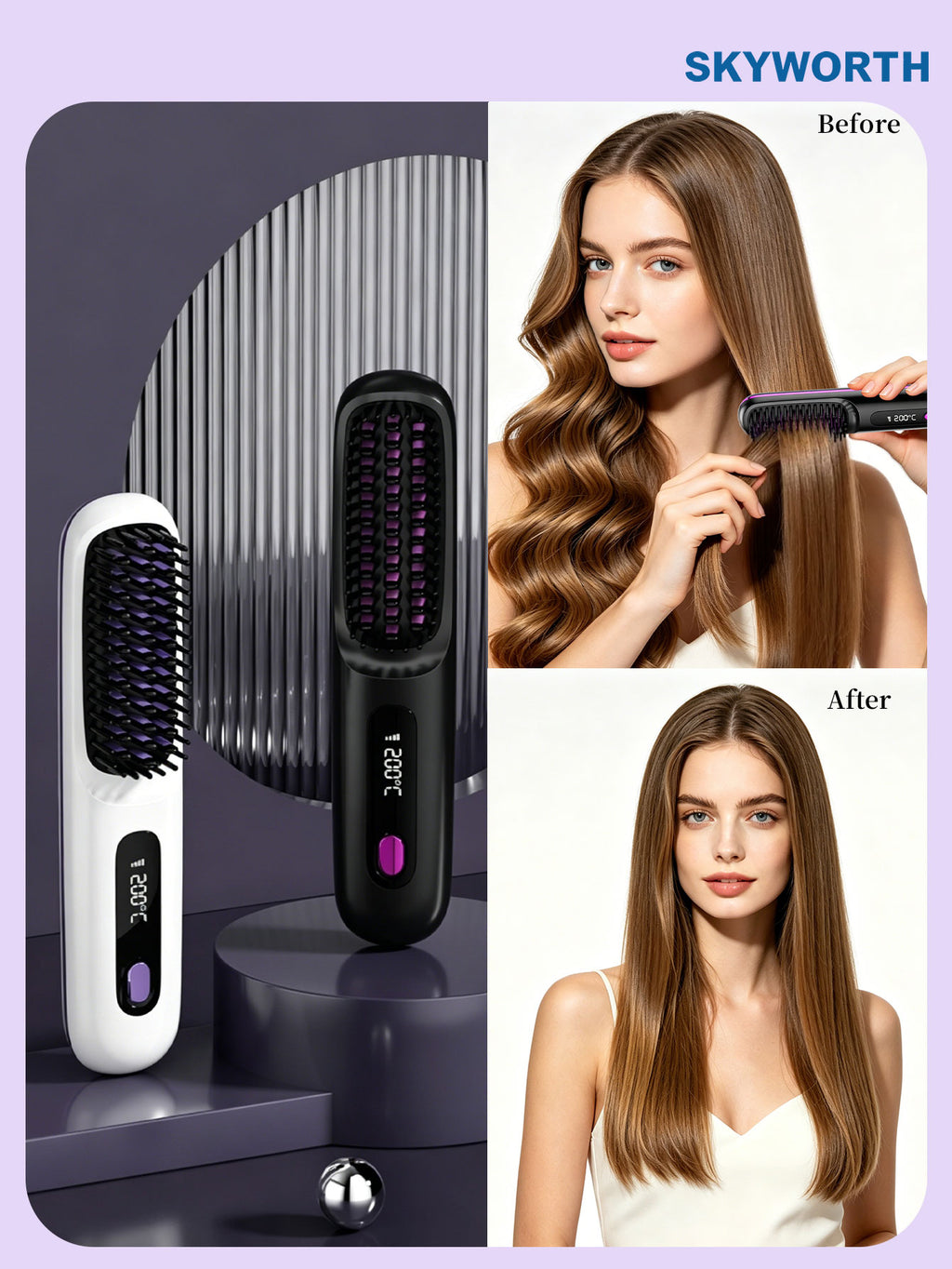 Wireless straightening brush