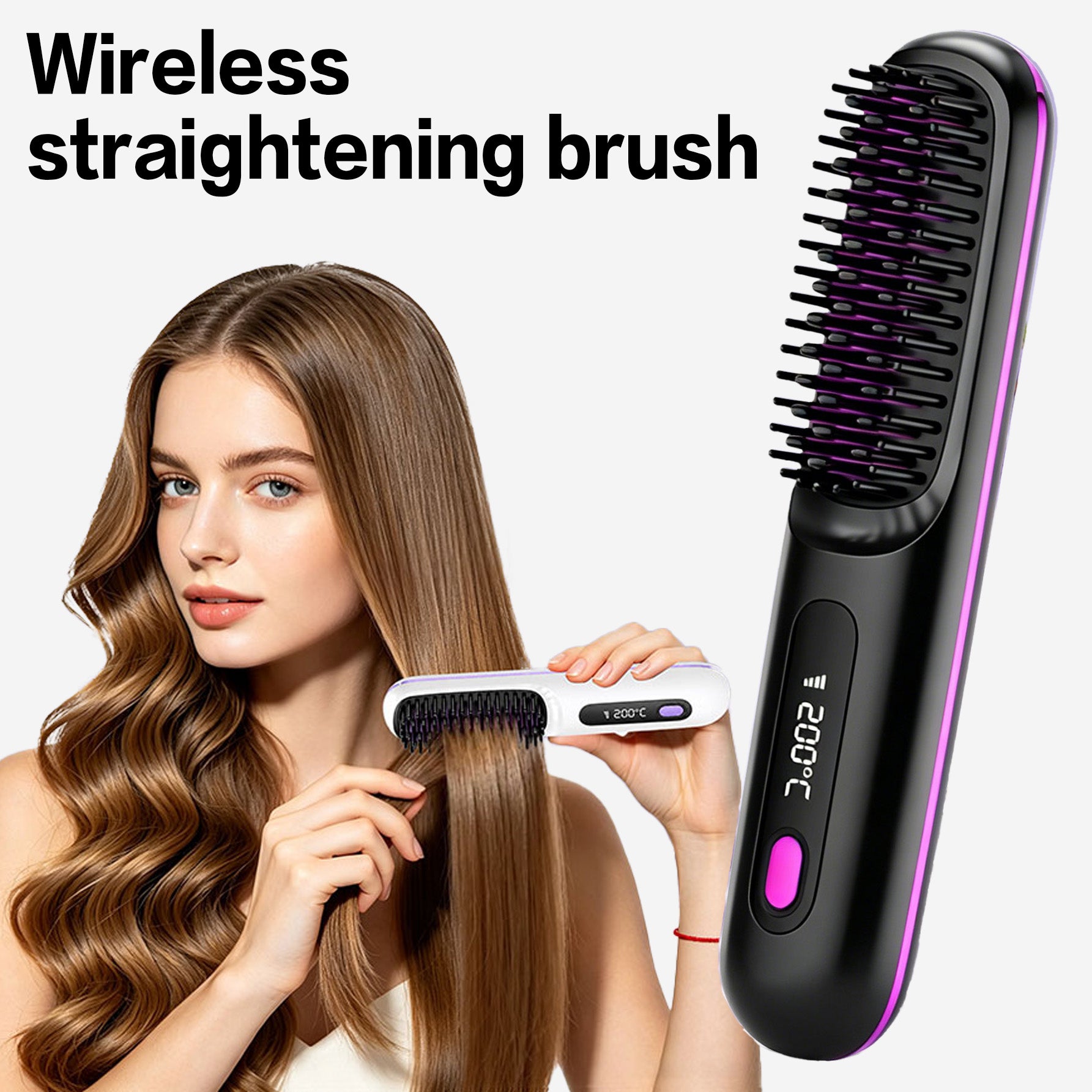 Wireless straightening brush