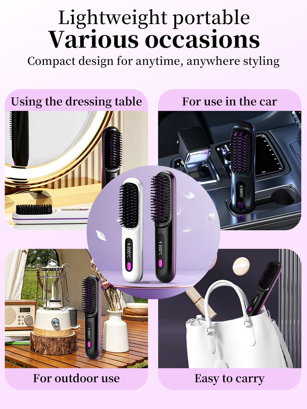 Wireless straightening brush
