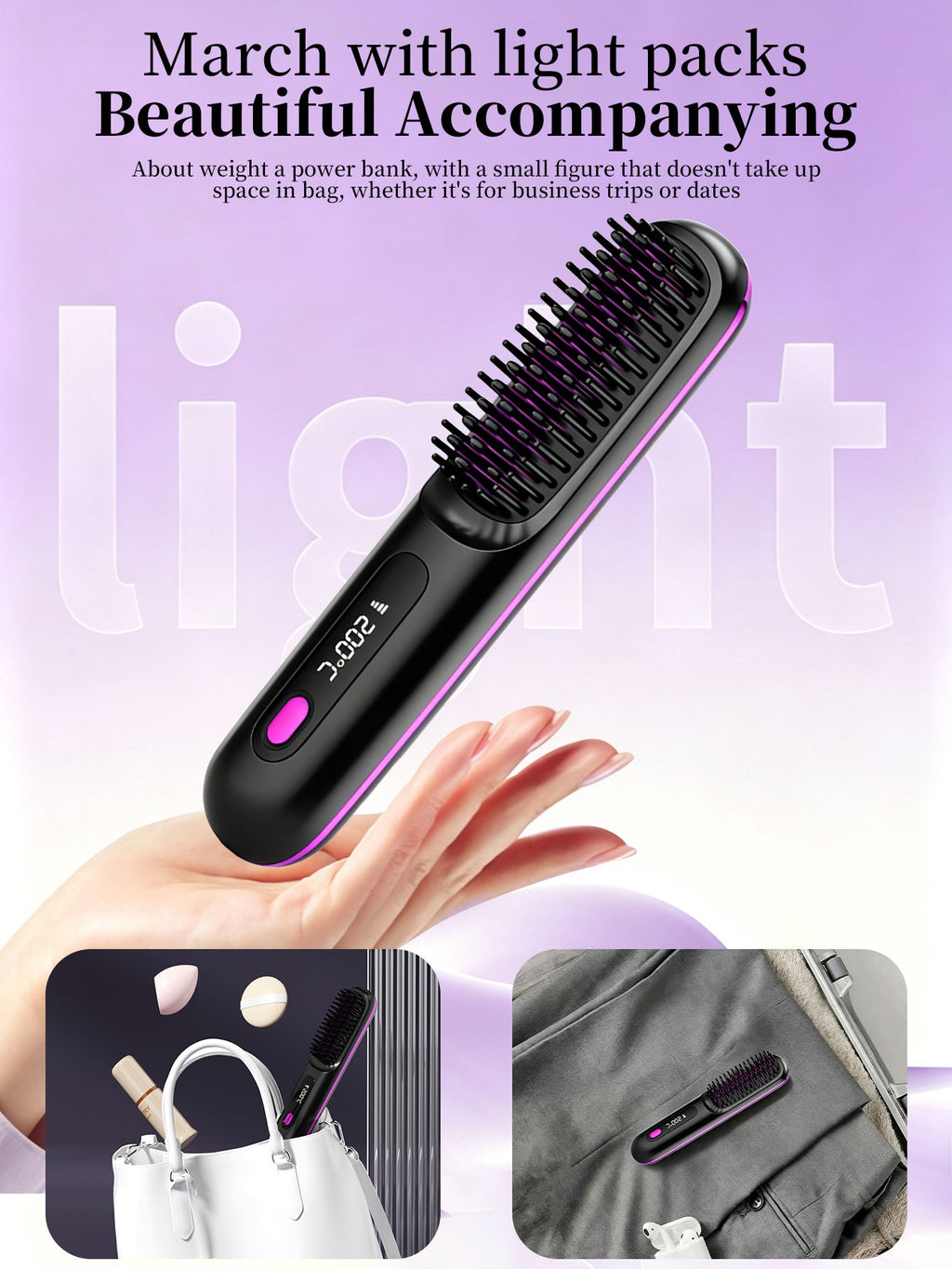 Wireless straightening brush