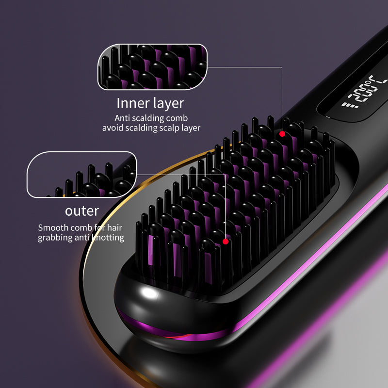 Wireless straightening brush