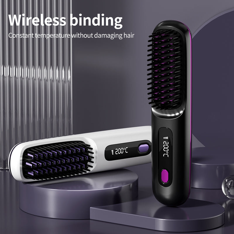 Wireless straightening brush